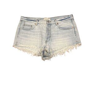 We The Free Light Wash High-Rise Frayed Hem Denim Shorts Size 30 Womens Casual S